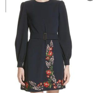 Ted Baker "Silia Kirstenbosch" Embroidered Cocktail dress navy blue sz 3